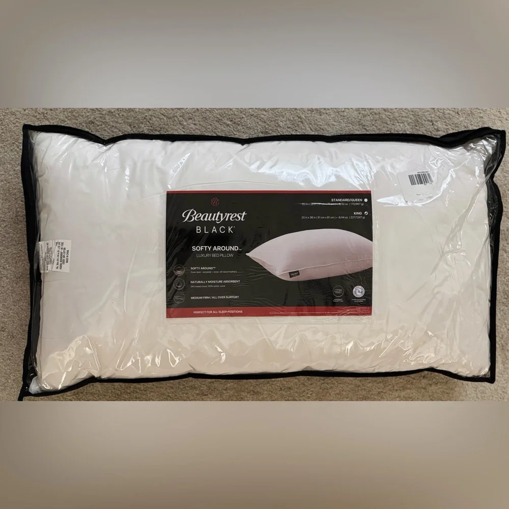 🎉LAST CHANCE🎉BEAUTYREST BLACK Luxurious 20x36 Down And Feather Blend Pillow